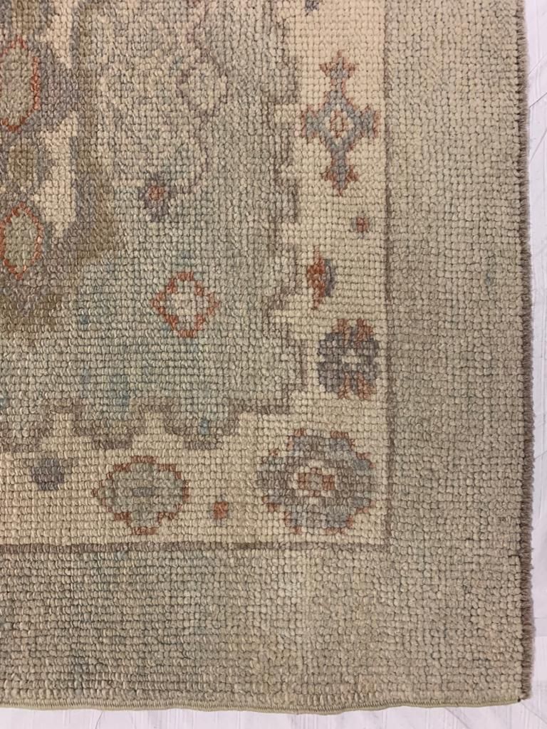 3x12 Light Blue and Beige Turkish Oushak Runner