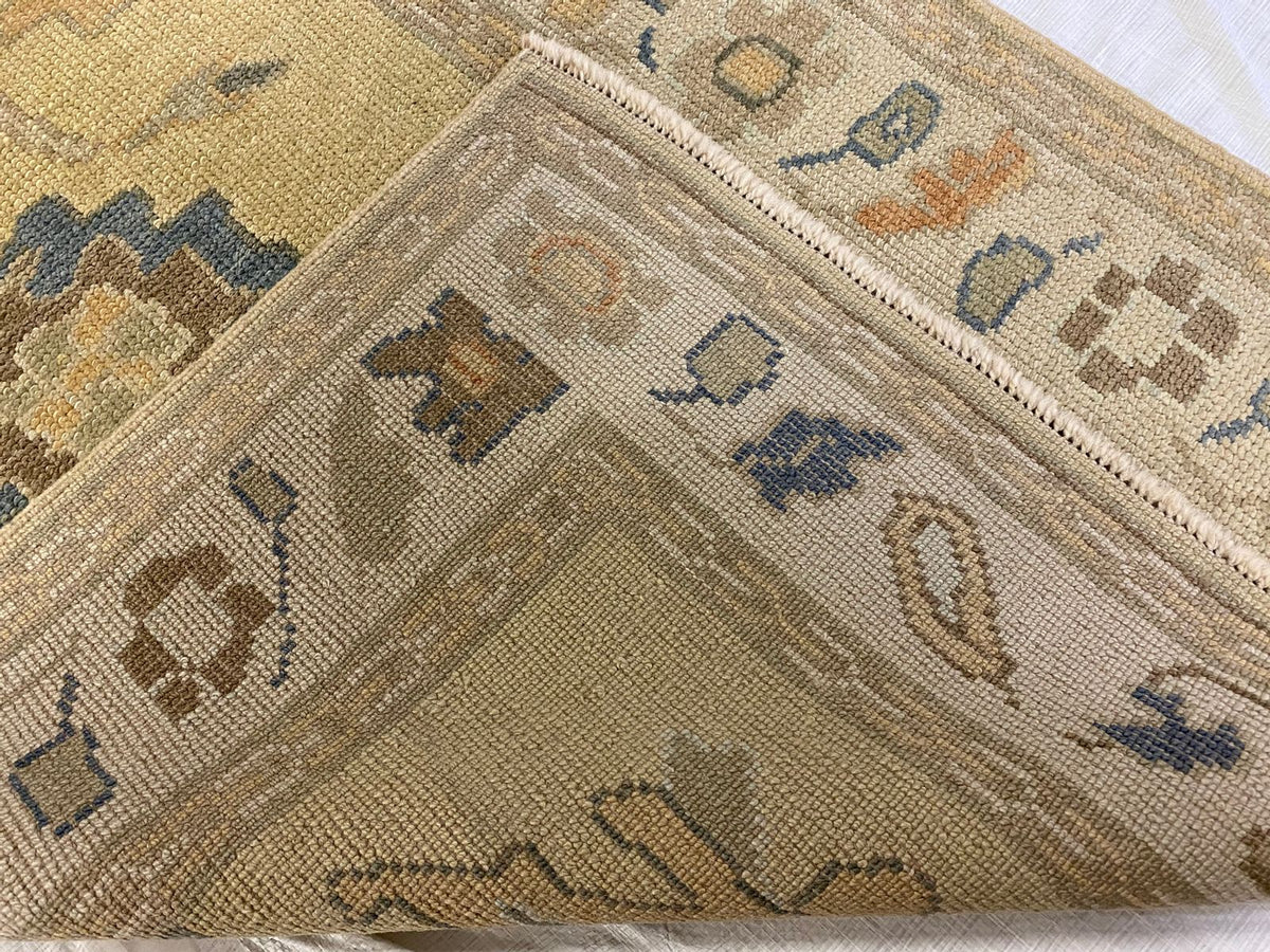 3x17 Gold and Ivory Turkish Oushak Runner