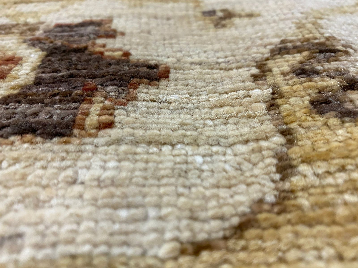 8x10 Brown and Ivory Turkish Oushak Rug