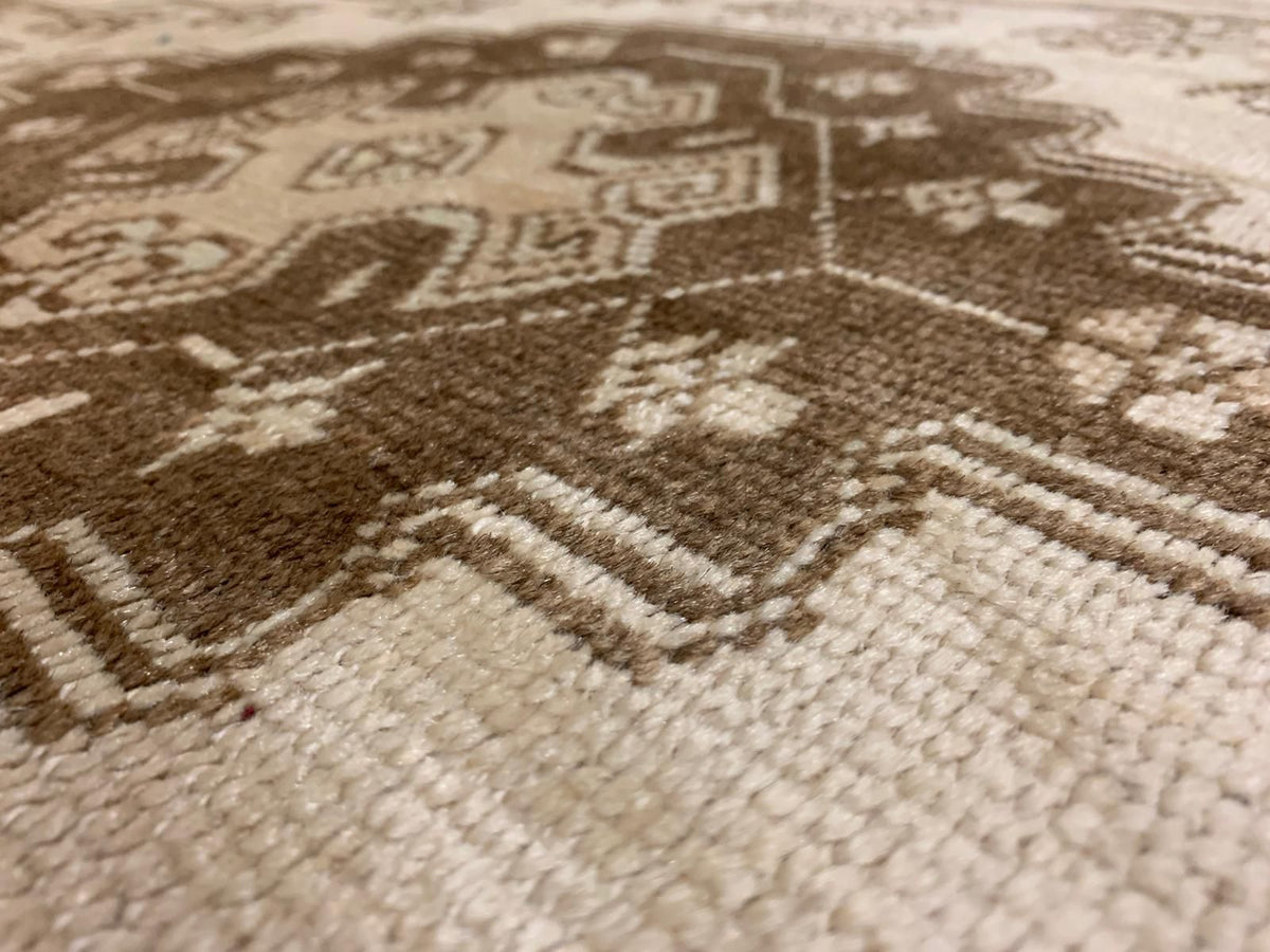 5x10 Ivory and Brown Turkish Tribal Runner
