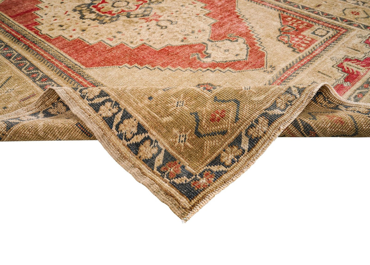 4x6 Red and Beige Turkish Tribal Rug