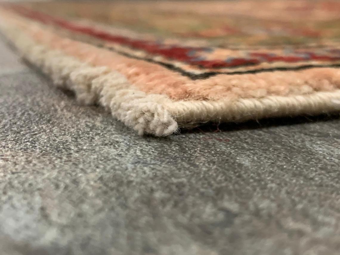 3x4 Ivory and Green Turkish Oushak Rug