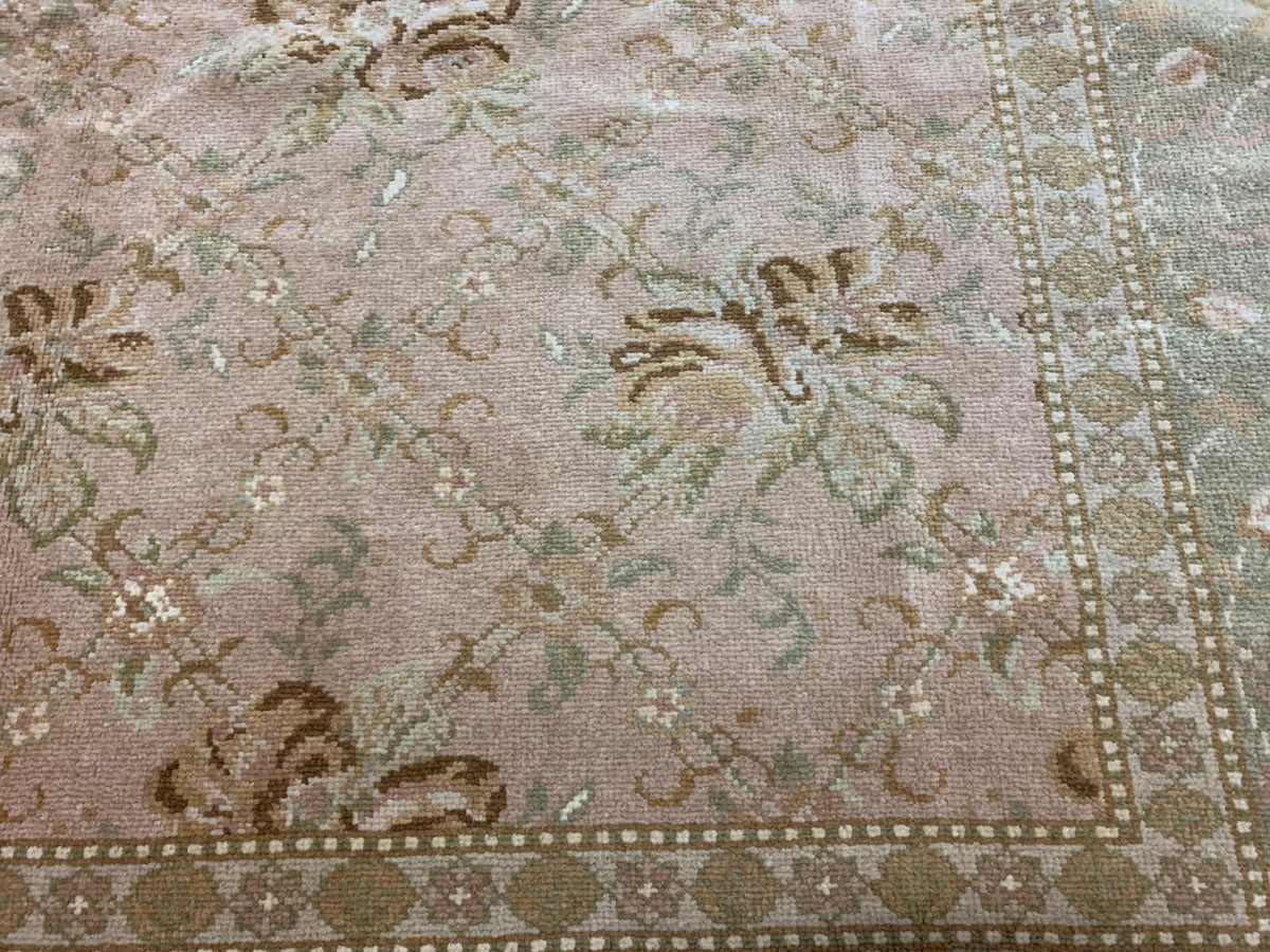 7x10 Gold and Green Turkish Oushak Rug