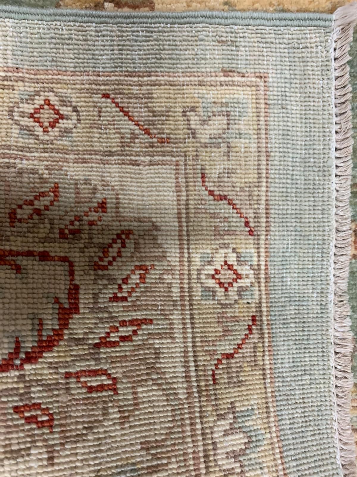 6x8 Green and Ivory Turkish Oushak Rug