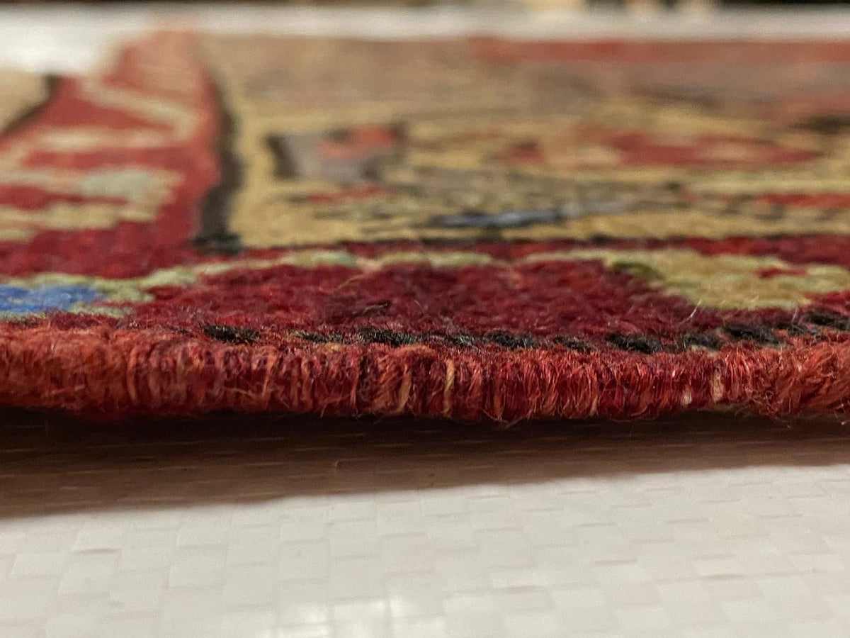 Vintage Handmade 5x12 Red and Beige Anatolian Turkish Tribal Distressed Area Runner