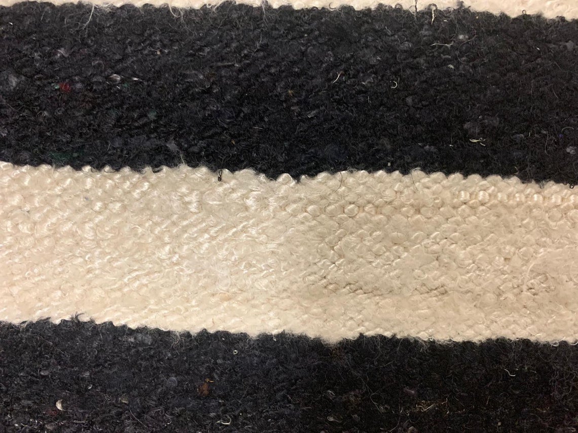 6x9 Black and White Turkish Tribal Rug