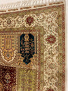 Vintage Handmade 6x8 Gold and Ivory Anatolian Turkish Silk Hereke Distressed Area Rug