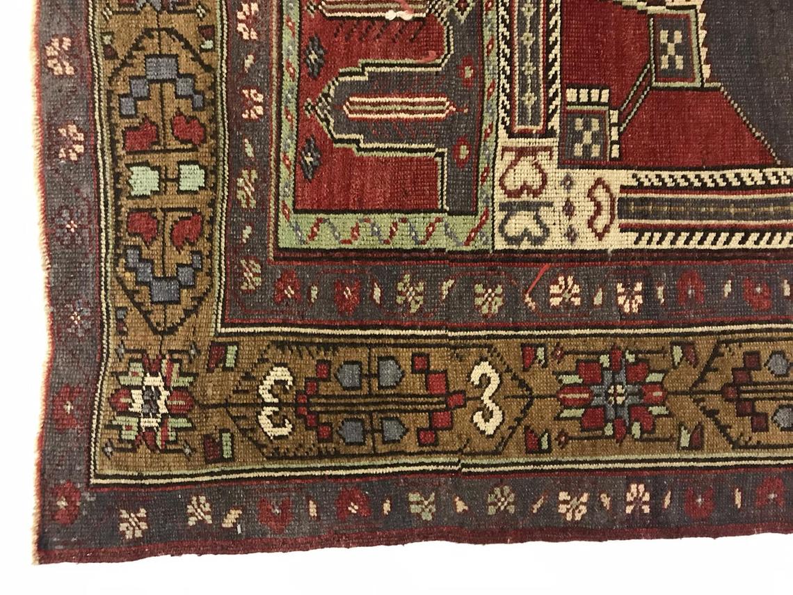 6x10 Purple and Green Turkish Tribal Rug