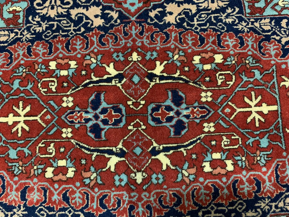 7x10 Navy and Red Turkish Silk Rug