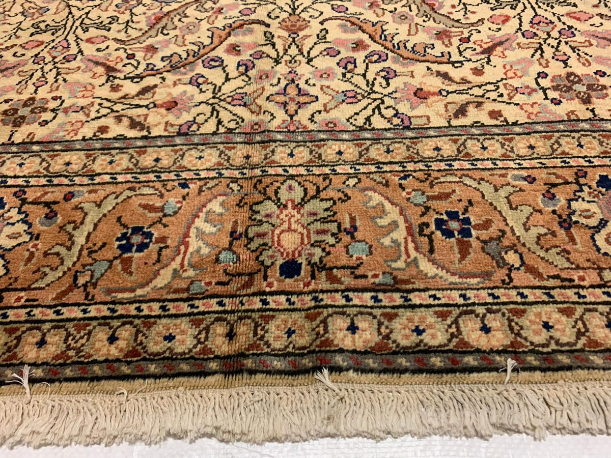 7x10 Green and Peach Turkish Traditional Rug