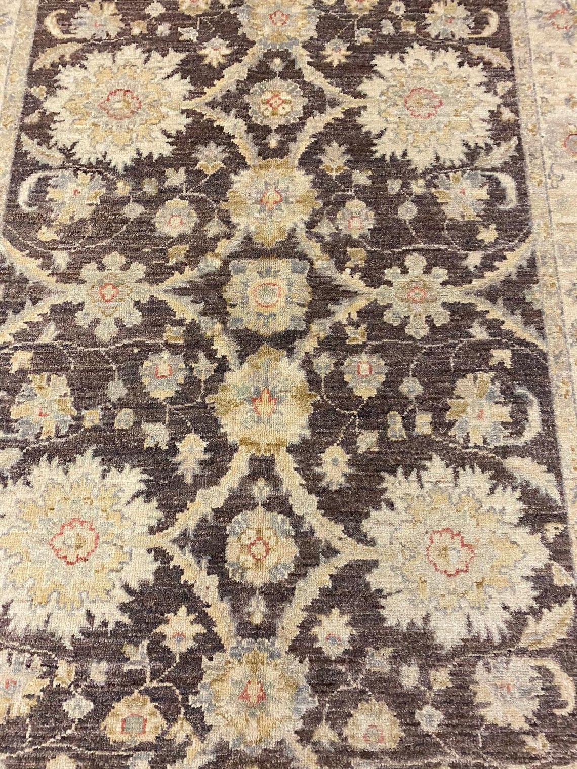 4x6 Brown and Ivory Turkish Oushak Rug