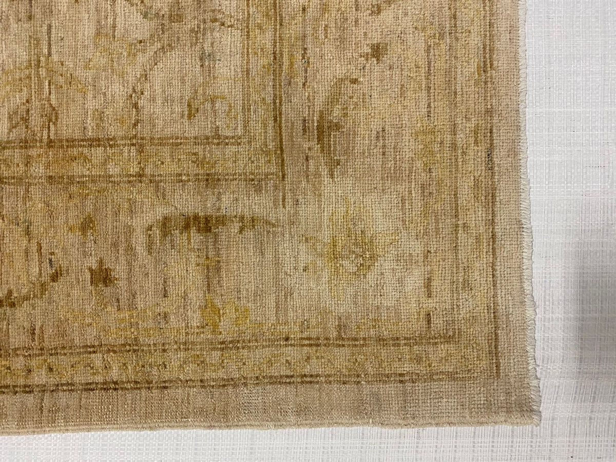 6x9 Ivory and Gold Turkish Oushak Rug