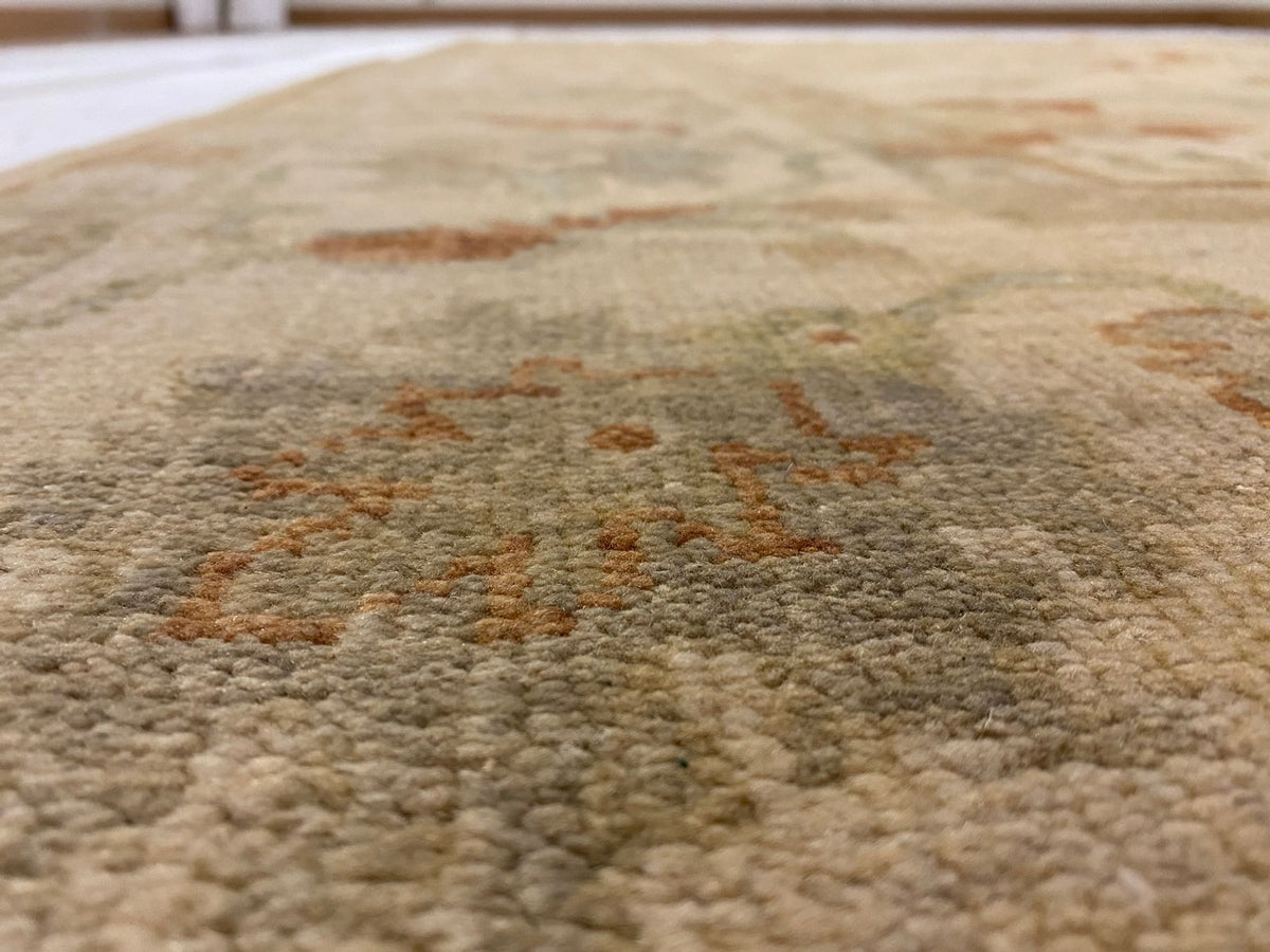 8x10 Gold and Beige Turkish Oushak Rug