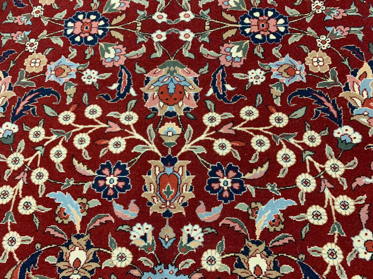 7x10 Red and Navy Turkish Silk Rug