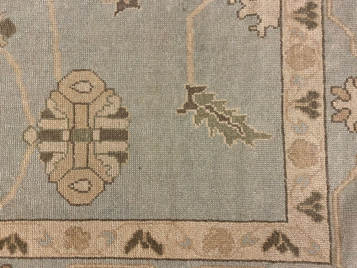 13x16 Blue and Ivory Turkish Oushak Rug