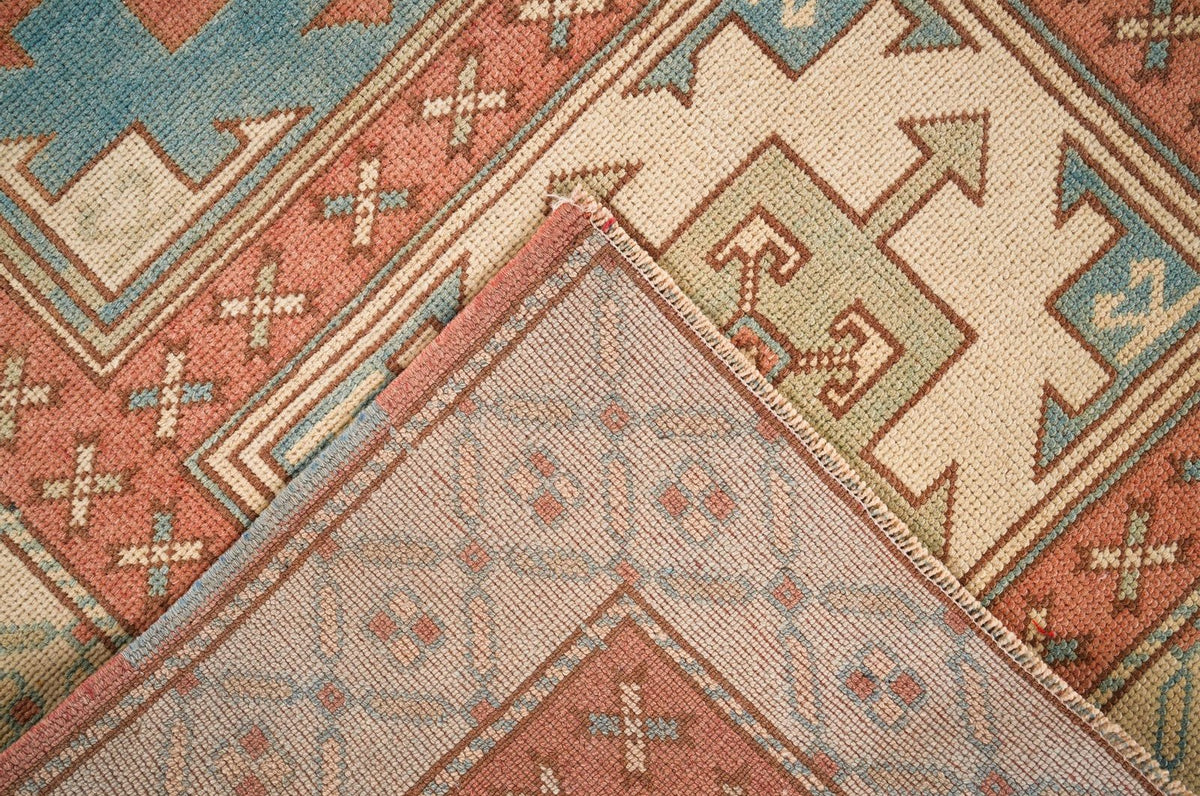 3x4 Beige and Red Turkish Tribal Rug