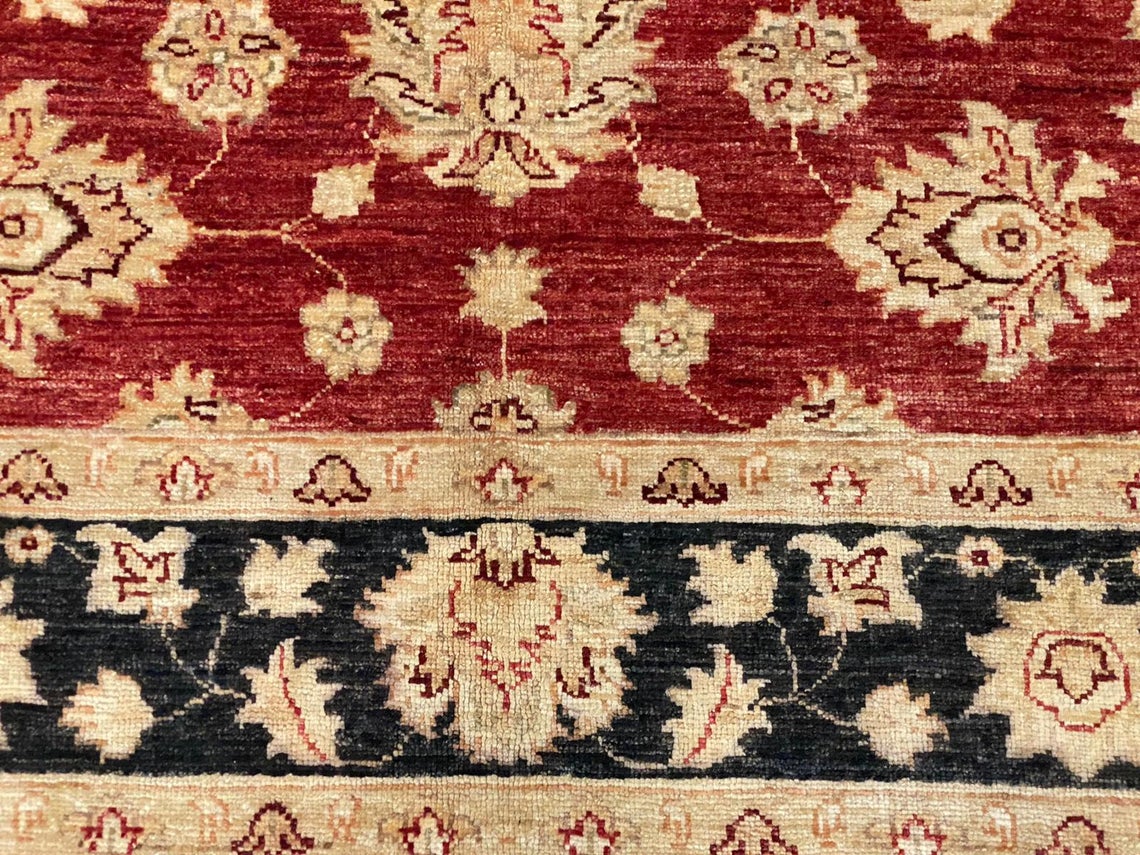 4x5 Red and Black Turkish Oushak Rug