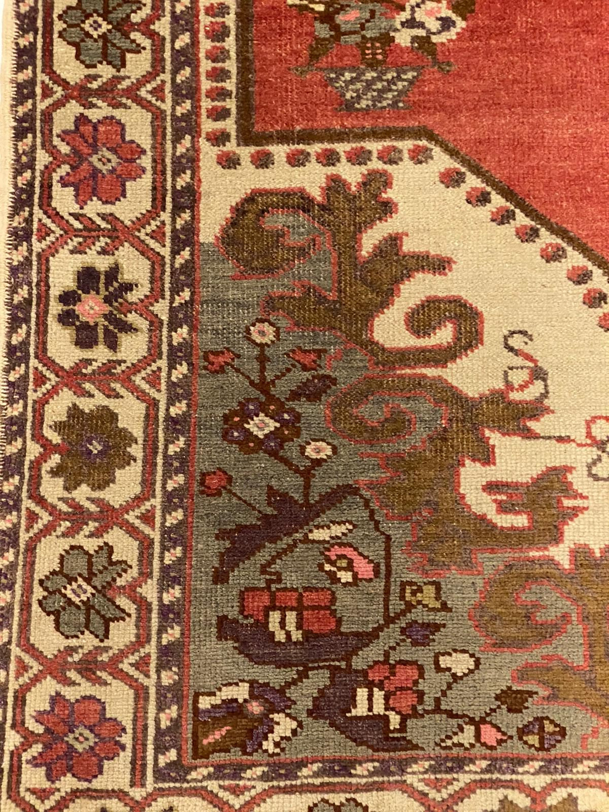 5x7 Red and Ivory Turkish Tribal Rug
