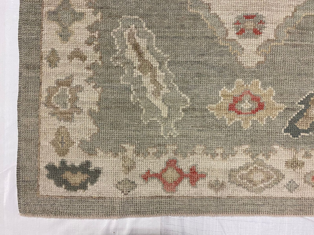 9x10 Gray and Ivory Turkish Oushak Rug