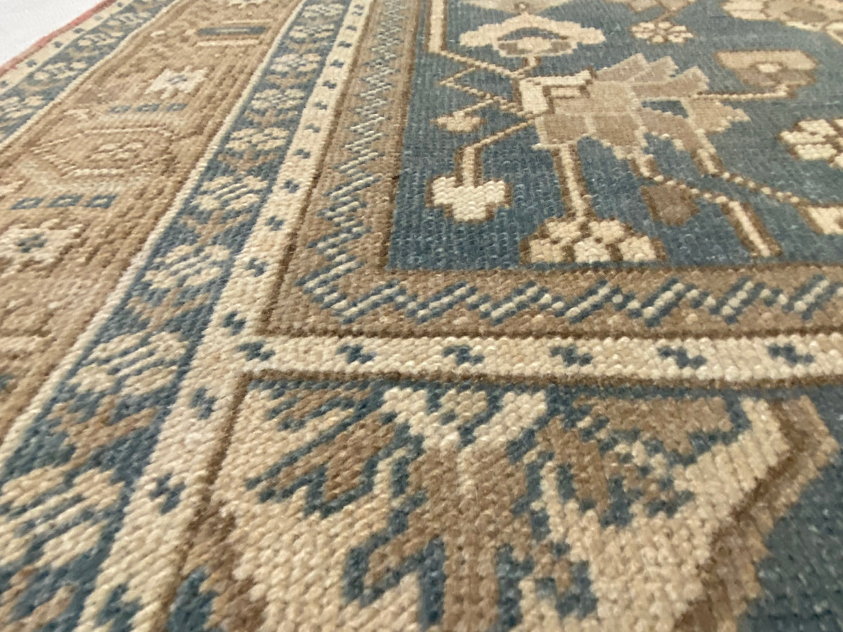 6x10 Beige and Blue Turkish Tribal Rug