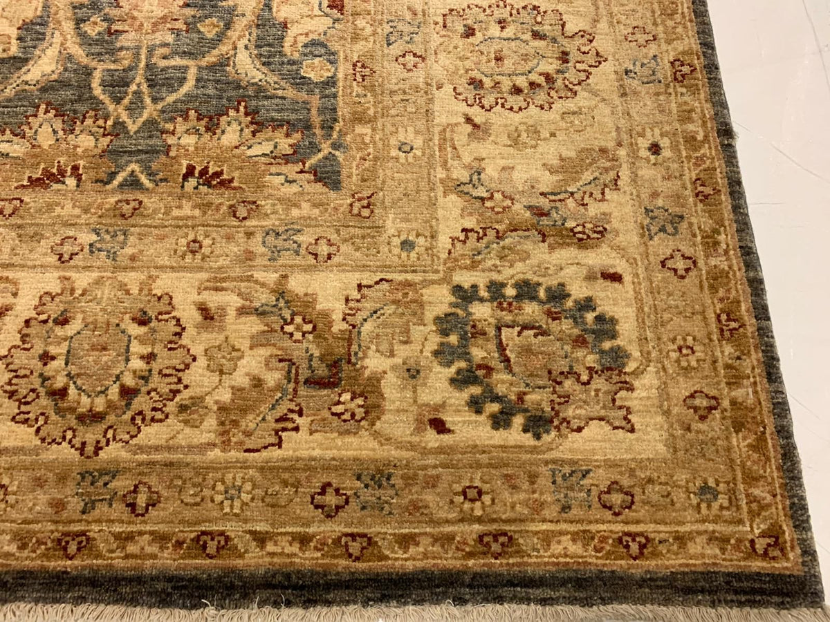 6x9 Gray and Ivory Turkish Oushak Rug