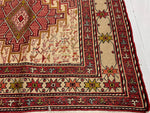 7x10 Ivory and Red Turkish Patchwork Rug