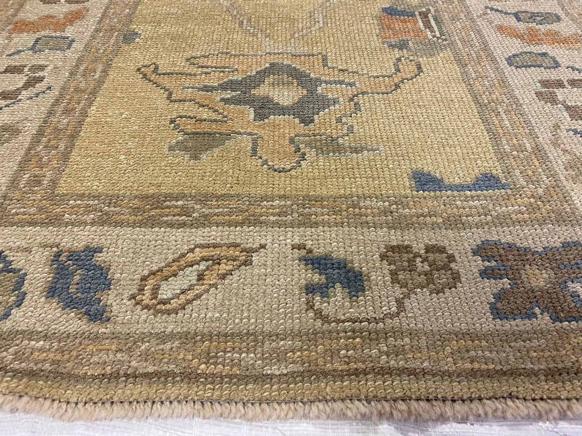 3x17 Gold and Ivory Turkish Oushak Runner