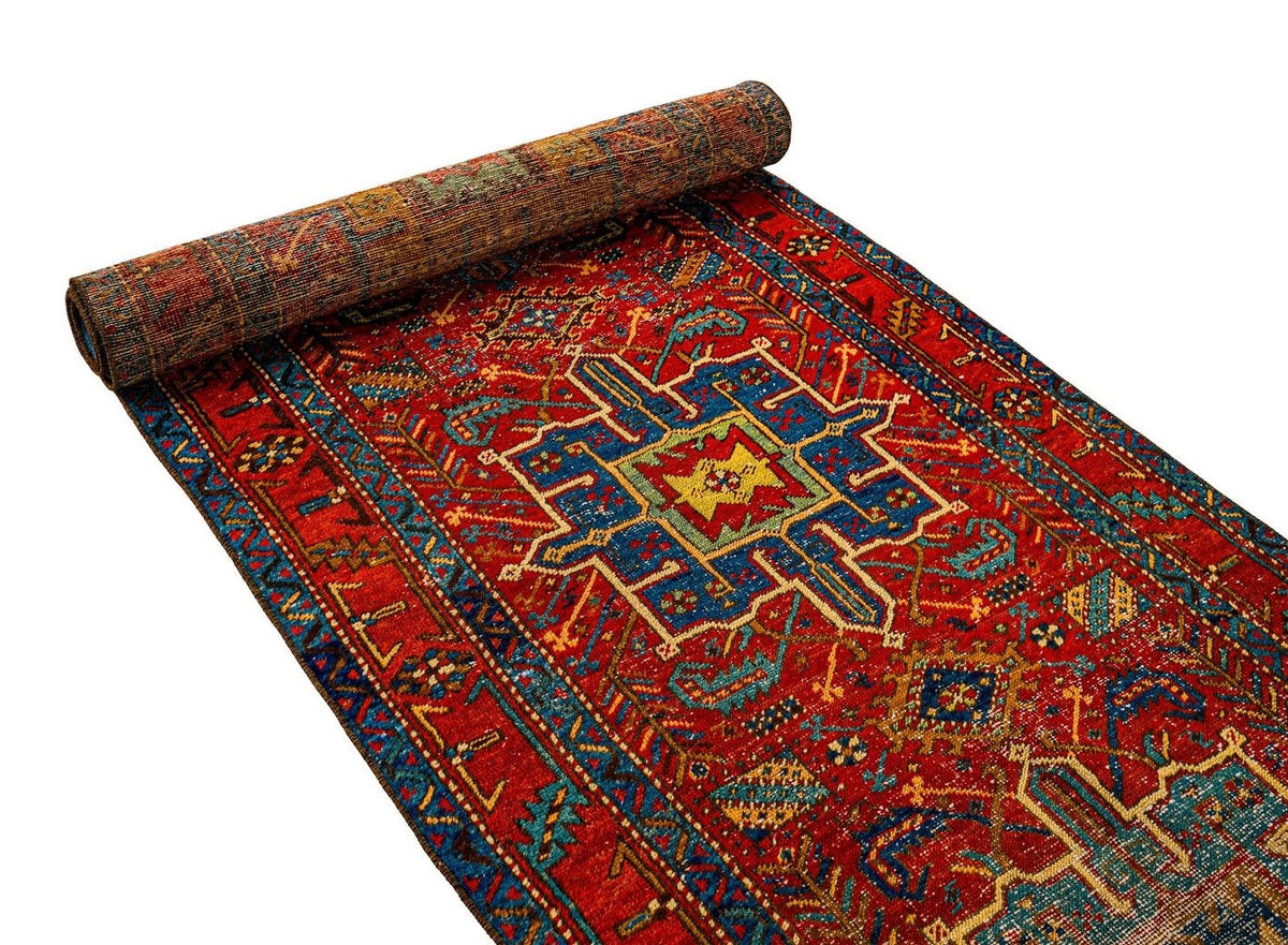 3x11 Red and Navy Persian Runner