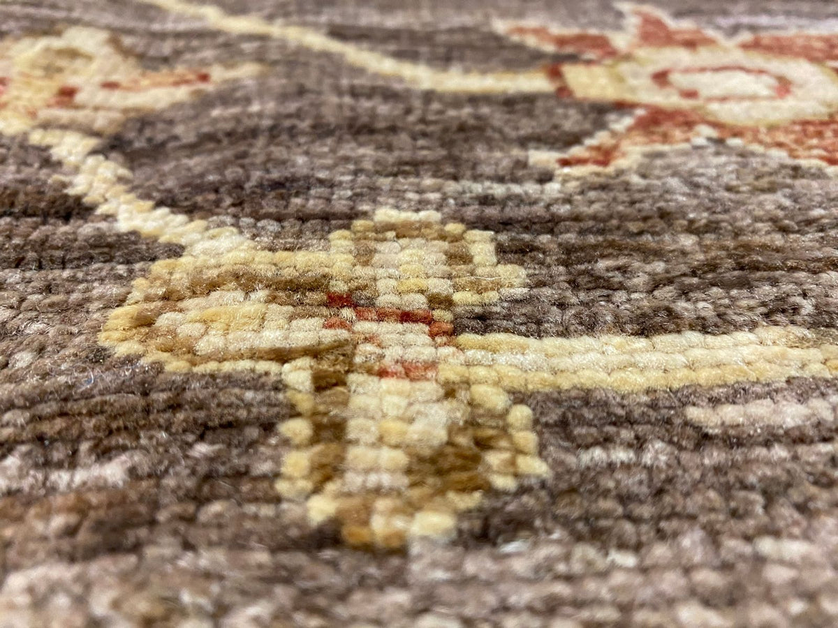 8x10 Brown and Ivory Turkish Oushak Rug