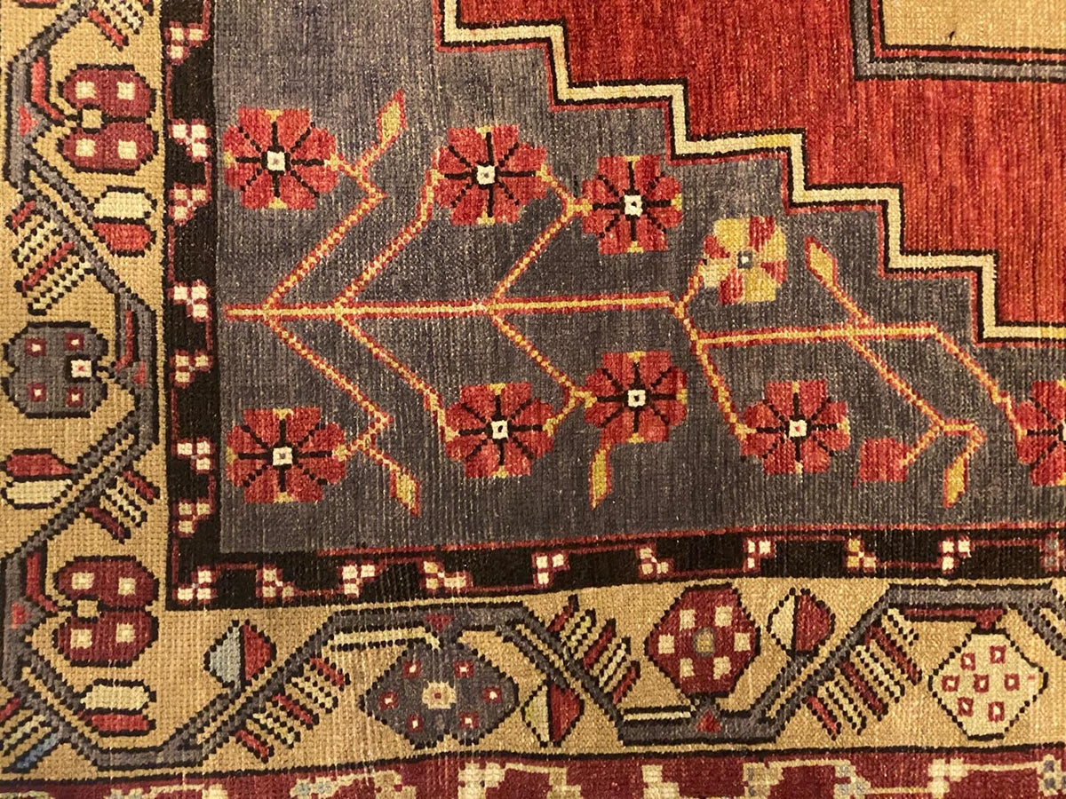 Vintage Handmade 5x12 Red and Beige Anatolian Turkish Tribal Distressed Area Runner