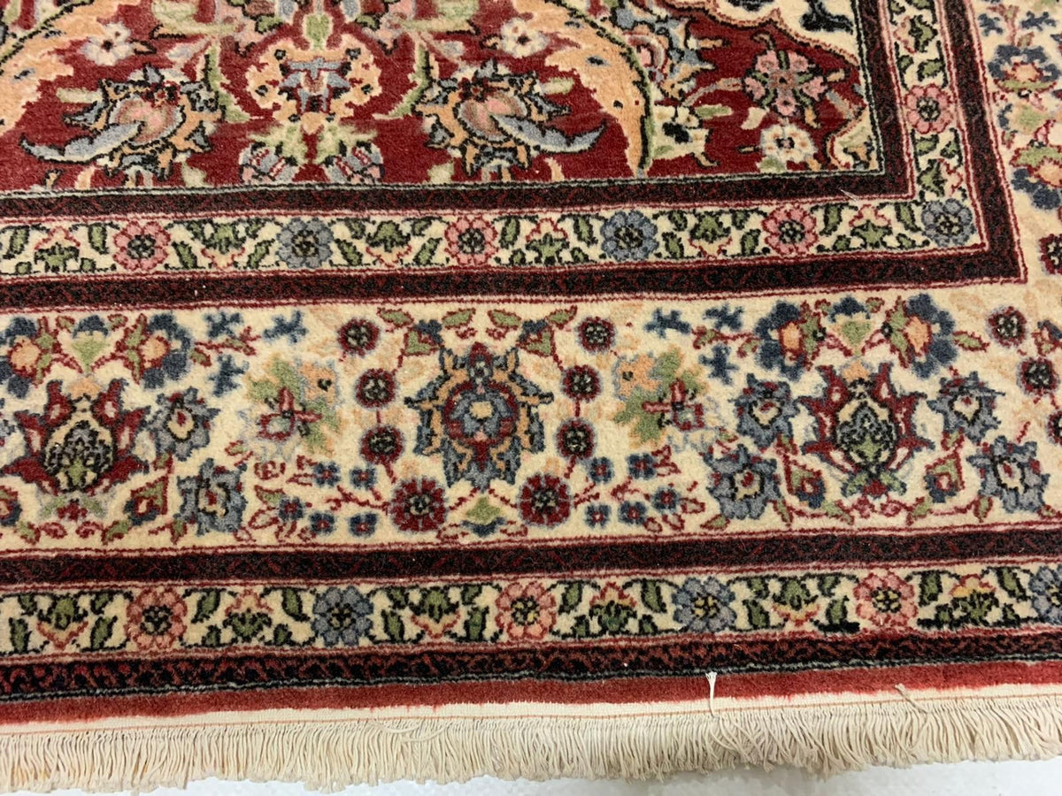 7x10 Beige and Red Turkish Silk Rug