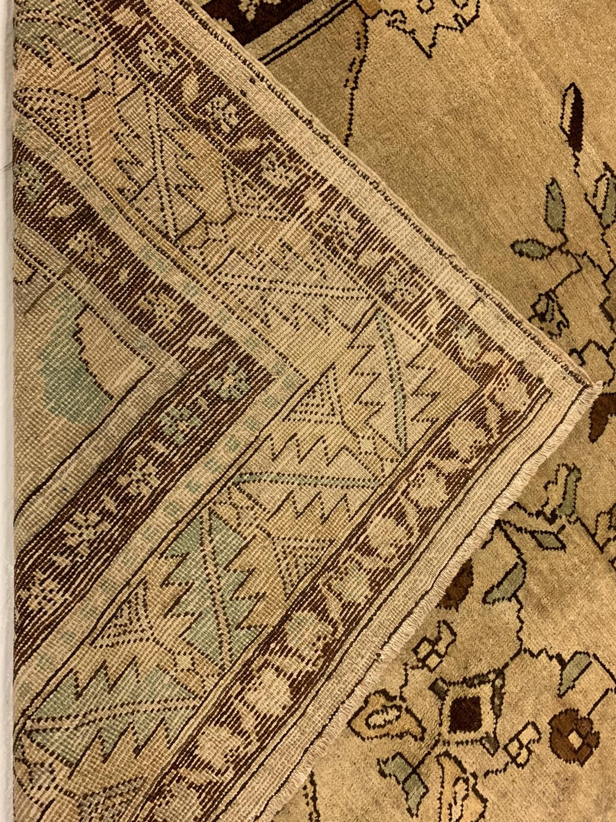 7x11 Beige and Ivory Turkish Tribal Rug