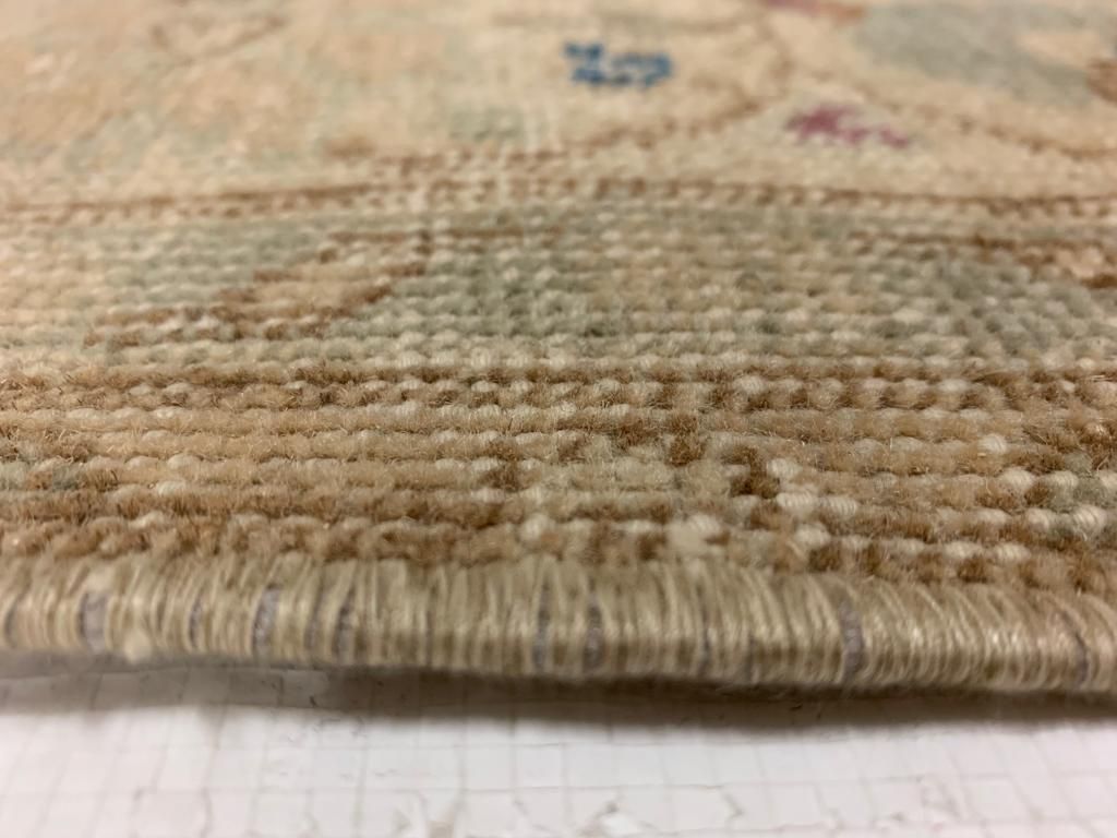 6x11 Green and Ivory Turkish Anatolian Rug