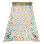 2x9 Beige and Blue Persian Tribal Rug