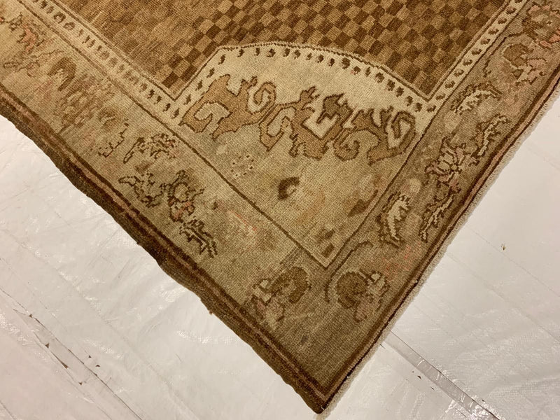 6x10 Brown and Ivory Turkish Tribal Rug