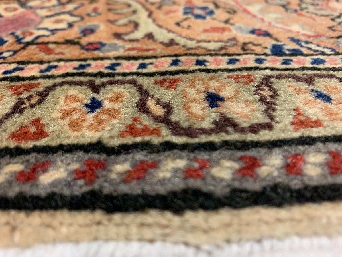 7x10 Green and Peach Turkish Traditional Rug
