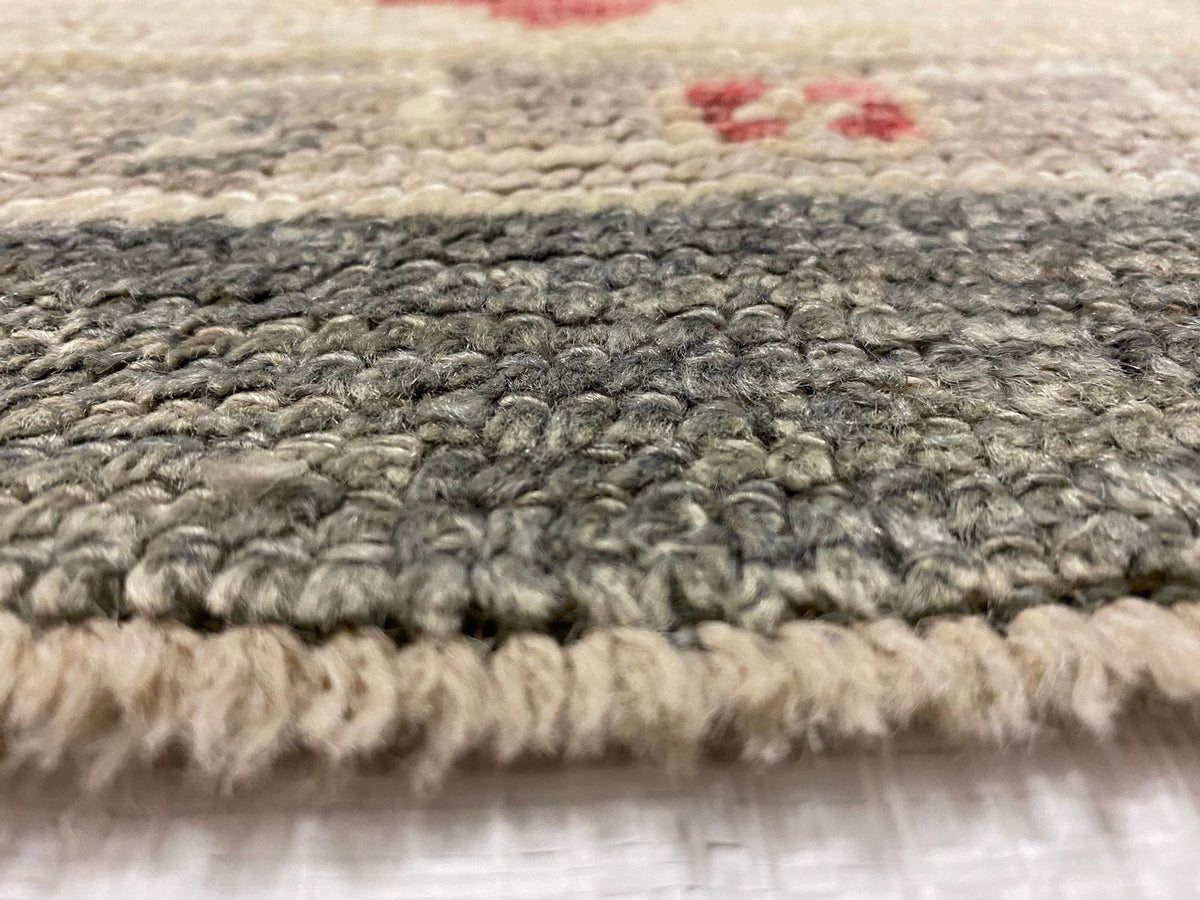 3x10 Gray and Off White Turkish Oushak Runner