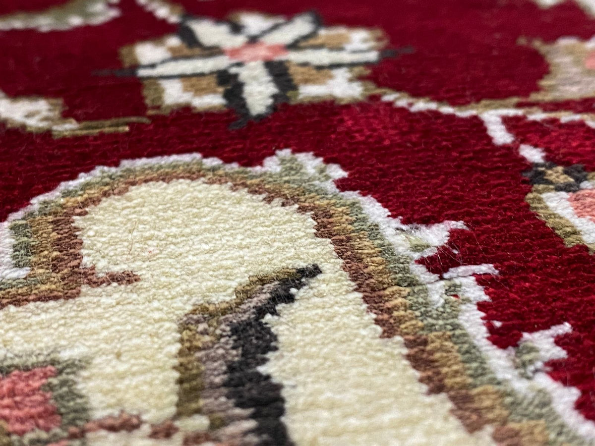 5x8 Red and Navy Turkish Silk Rug