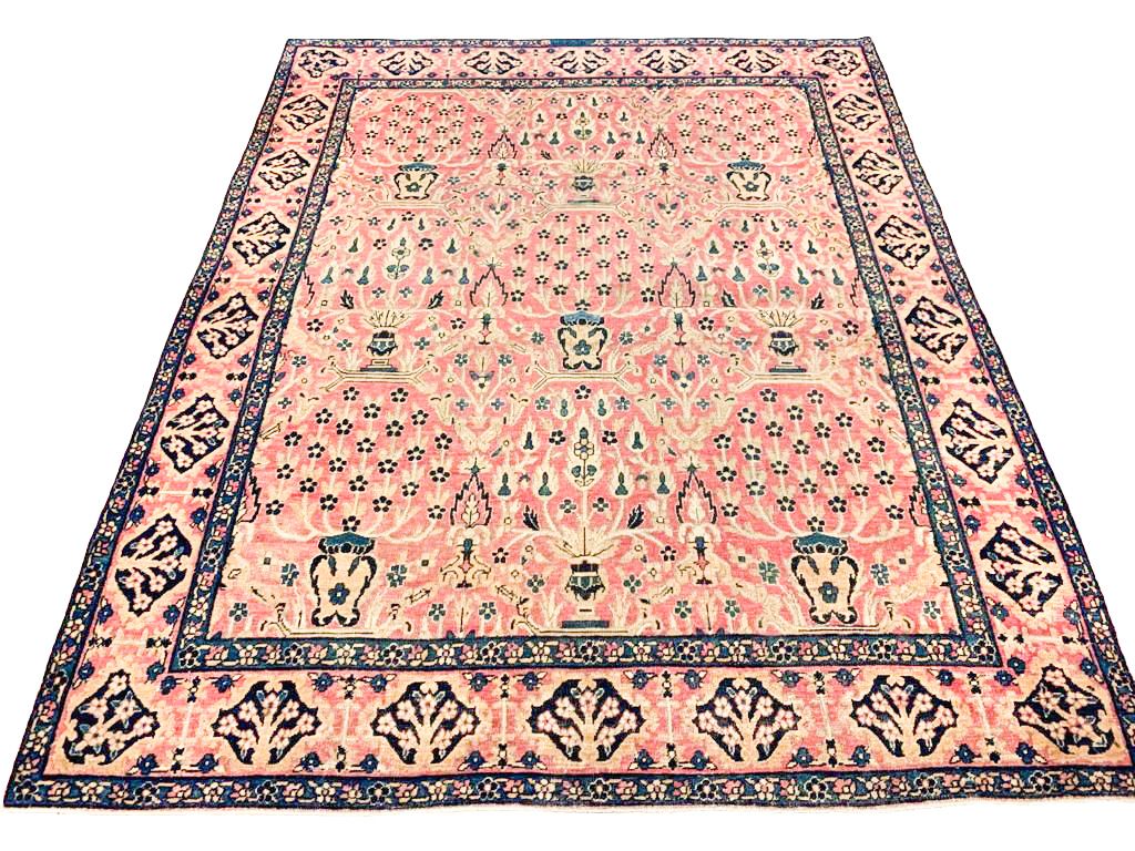 5x6 Pink and Navy Persian Rug