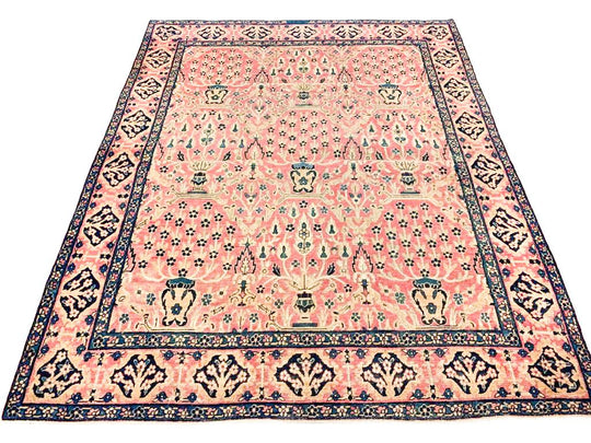 5x6 Pink and Navy Persian Rug