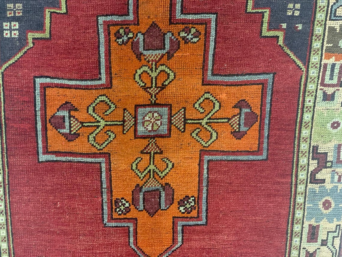 4x11 Red and Green Turkish Tribal Runner