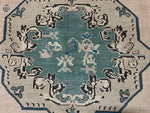 6x10 Ivory and Blue Turkish Tribal Rug