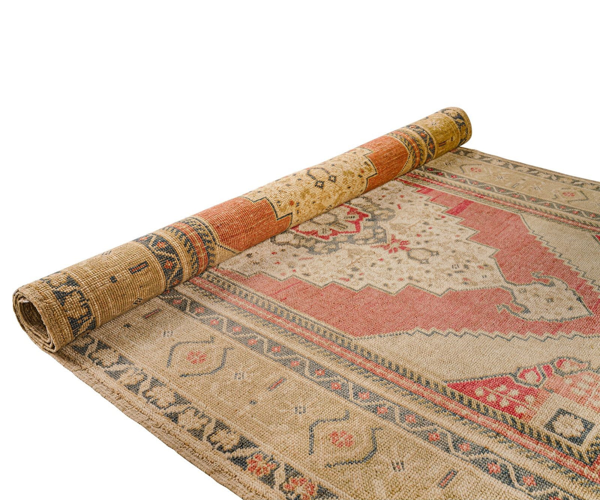 4x6 Red and Beige Turkish Tribal Rug