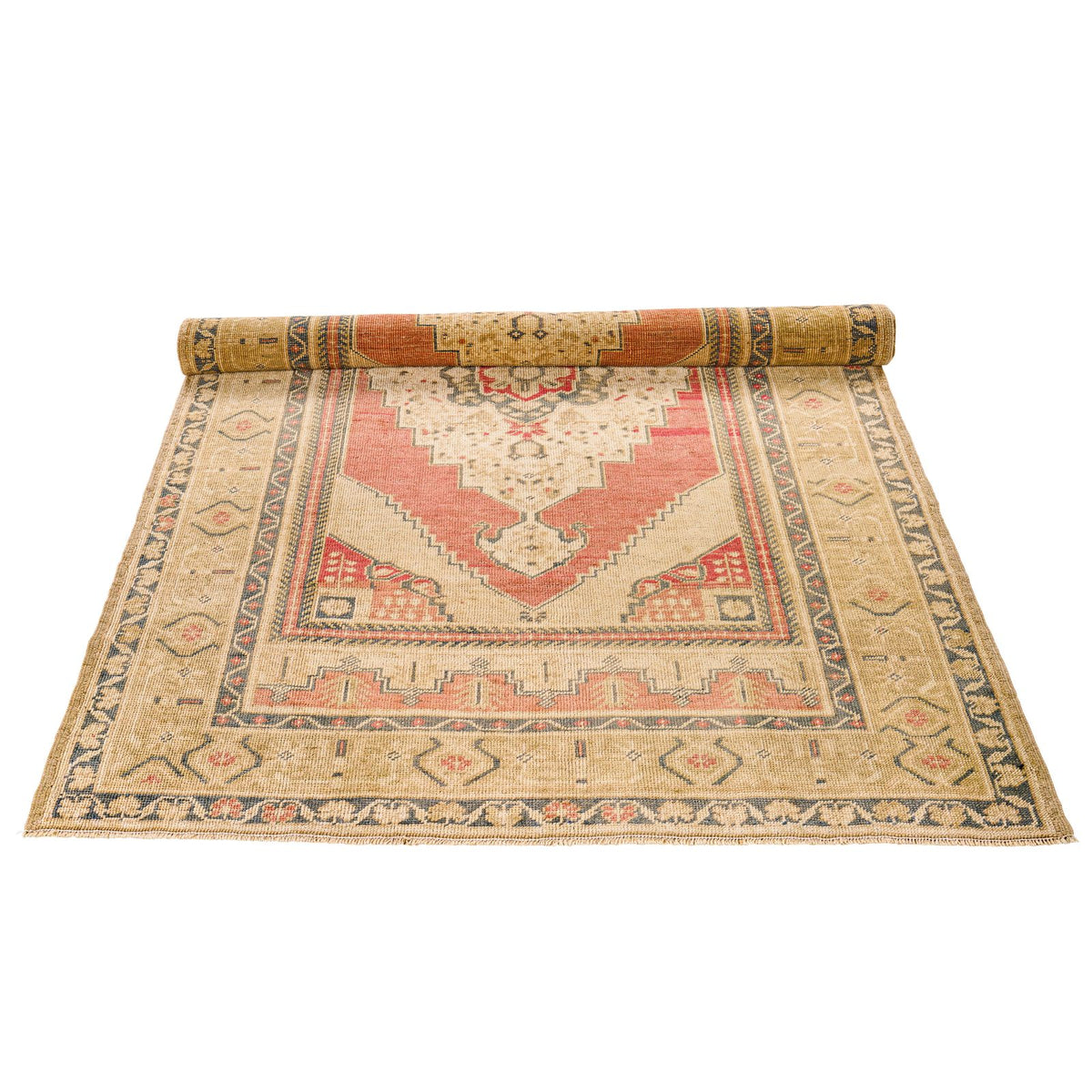 4x6 Red and Beige Turkish Tribal Rug