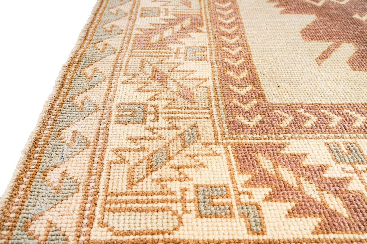 4x7 Beige and Brown Anatolian Tribal Rug