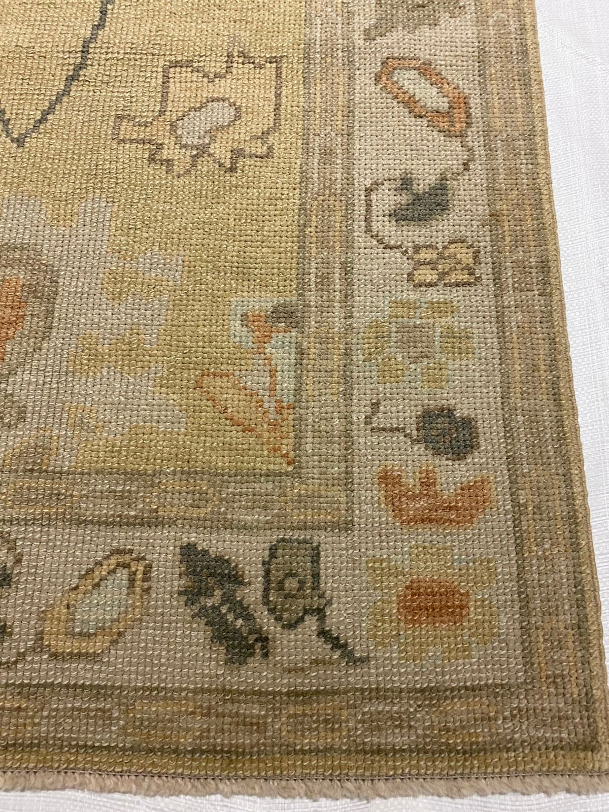 3x17 Gold and Ivory Turkish Oushak Runner
