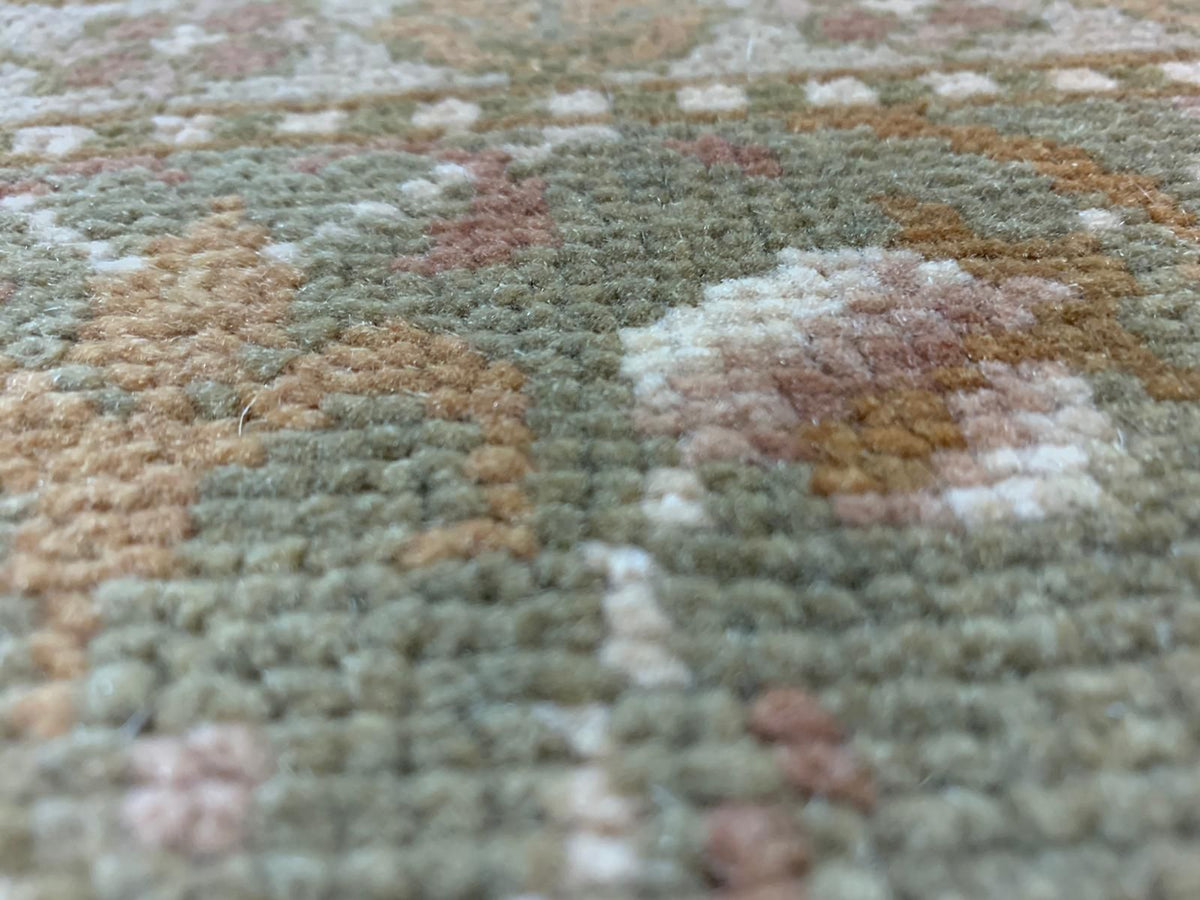 7x10 Gold and Green Turkish Oushak Rug