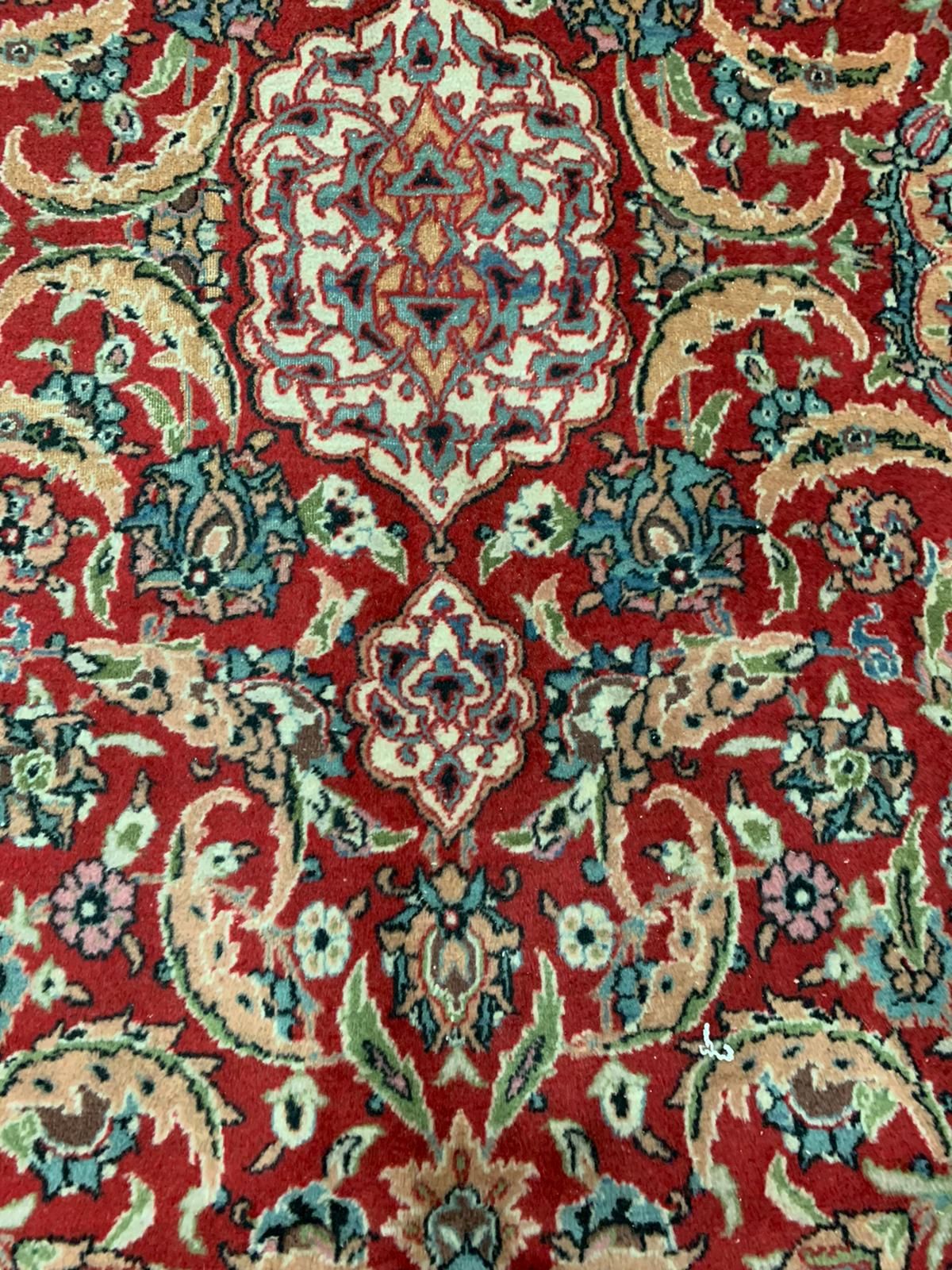 7x10 Beige and Red Turkish Silk Rug