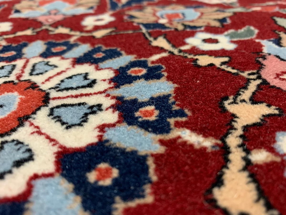 7x10 Red and Navy Turkish Silk Rug
