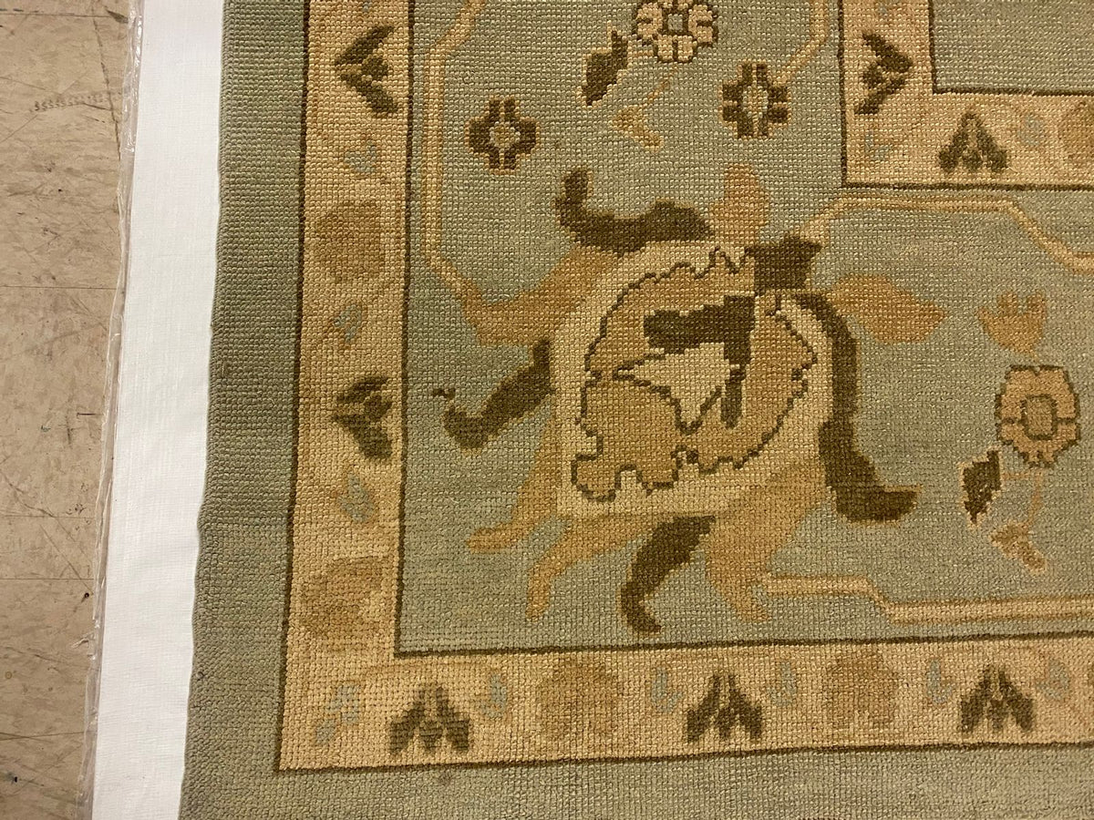 13x16 Blue and Ivory Turkish Oushak Rug